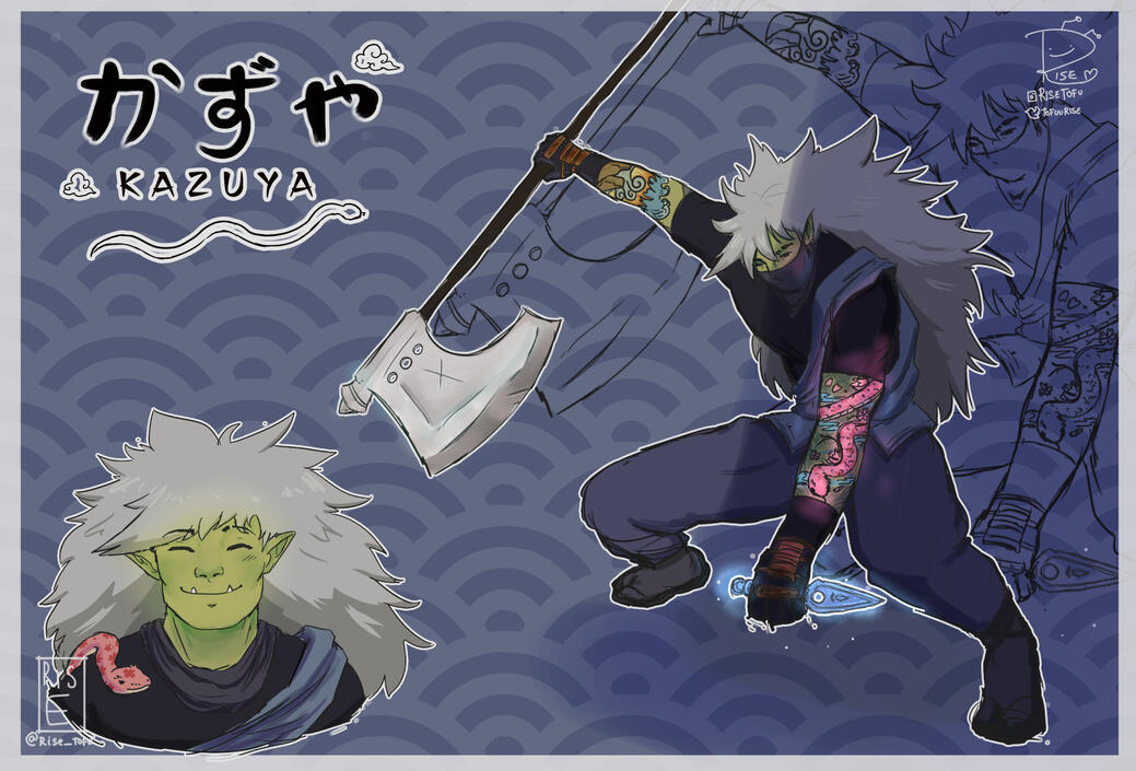 Kazuya - Half elf/orc Monk/Wizard